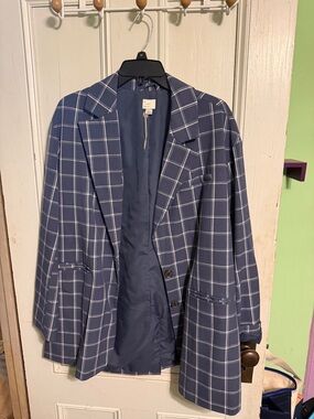 a new day Navy Blazer with White Windowpane